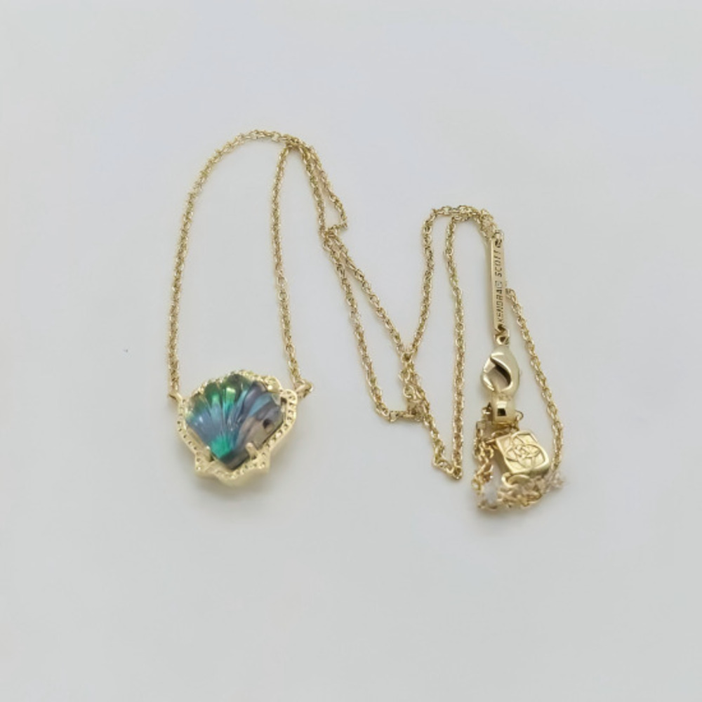 Kendra Scott Brynne Gold Short Pendant Necklace In Abalone Shell - Picture 3 of 5